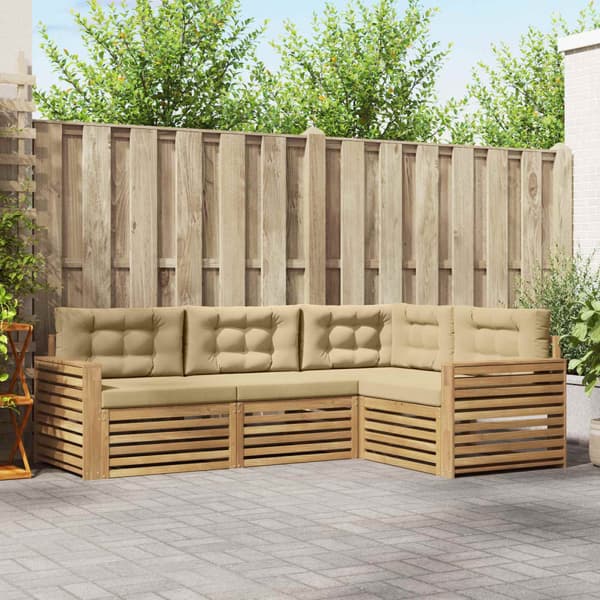 Utomhussoffset 4 pcs Vit och Beige 251,5 x 172,5 x 73 cm