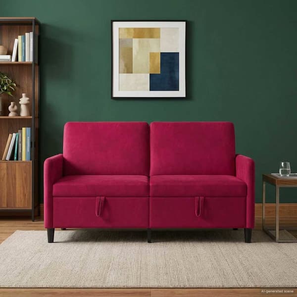 Soffa med förvaring Vinröd 152 x 78 x 87 cm Polyester