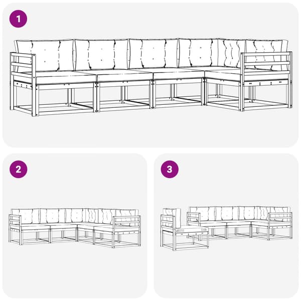 Utomhussoffset med kudde 4 pcs Vit och antracit Polyester
