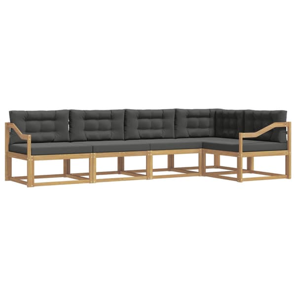 Utomhussoffset med kudde 4 pcs Vit och antracit Polyester