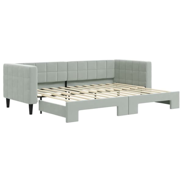 Dagbädd utdragbar ljusgrå 80x200 cm sammet