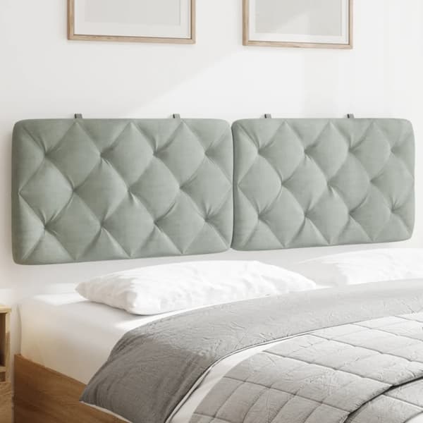 Headboard Cushion Light Grey 160 cm Velvet