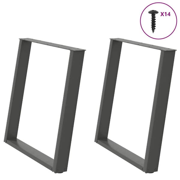 Matbordsben U-formade 2 st antracit 80x(72-73) cm stål