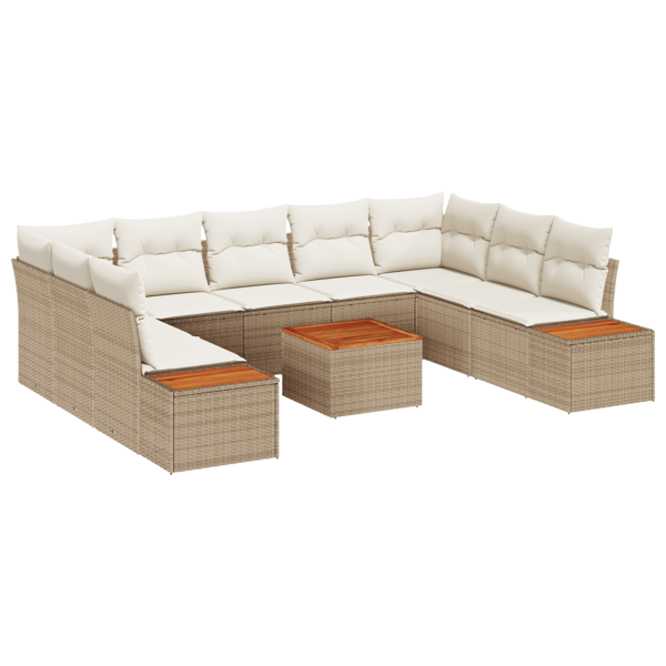 Trädgårdsoffset 5 pcs Beige och gräddfärgad Polyrattan