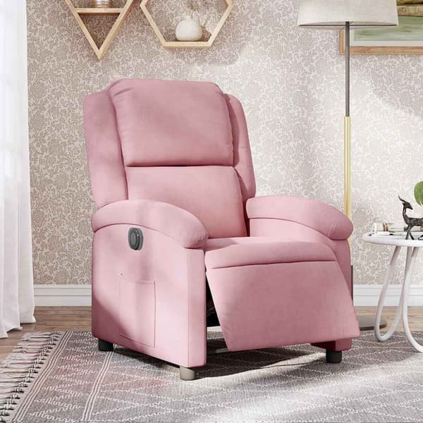 Elektrisk reclinerfåtölj rosa sammet