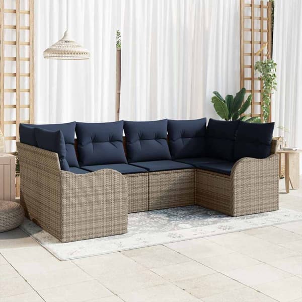 Soffset 6 st Grå [Syntetisk]: Poly Rattan