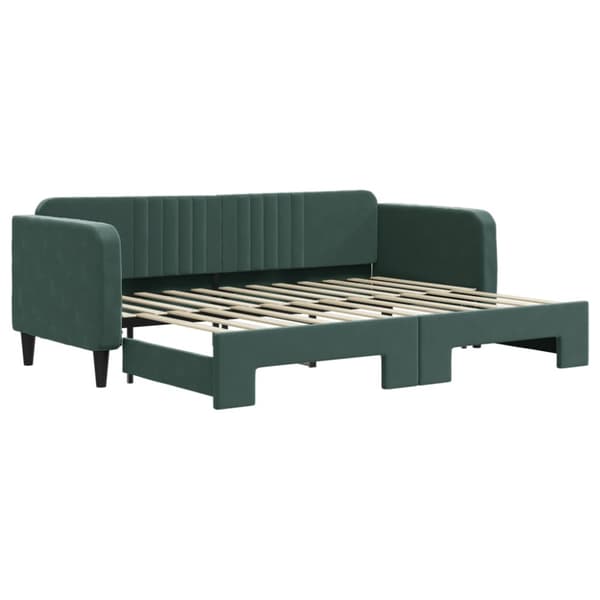 Dagbädd utdragbar mörkgrön 80x200 cm sammet