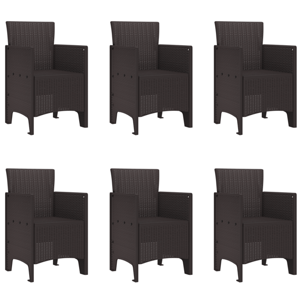 Trädgårdsmöbelset 7 pcs Brun Polypropylen