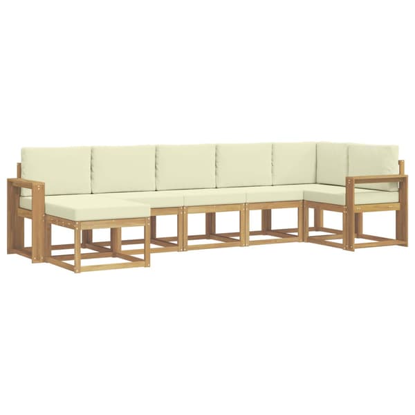 Utomhussoffset med kudde 7 pcs Vit och grädde Polyester