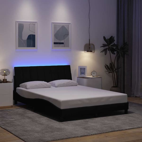 Bed Frame without Mattress "Hanko" Black 140x190cm Fabric