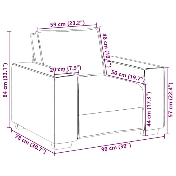 Soffstol gräddvit 100x78x84 cm sammet