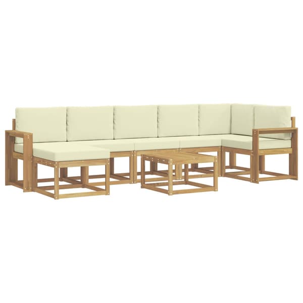 Utomhussoffset med kudde 8 pcs Vit och grädde Polyester