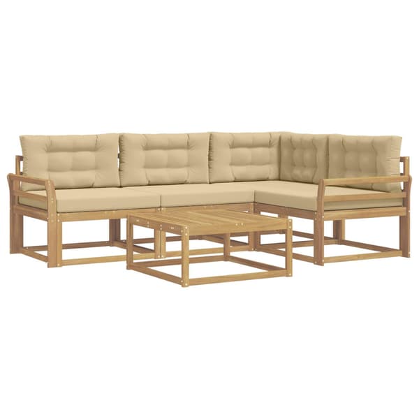 Utomhussoffset 5 pcs Vit och Beige 79 x 79 x 37 cm Polyester