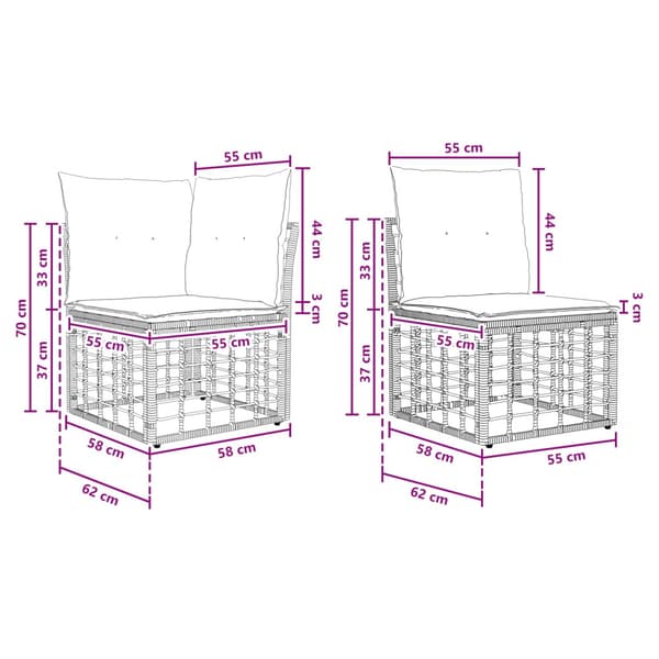 Utomhussoffset med kudde 6 pcs Svart Polyester
