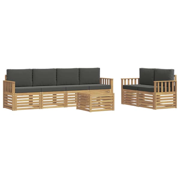 Utomhussoffset med kudde 7 pcs Vit och antracit Polyester
