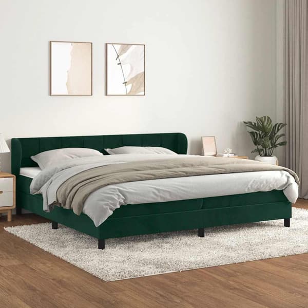 Ramsäng med madrass mörkgrön 200x200 cm sammet