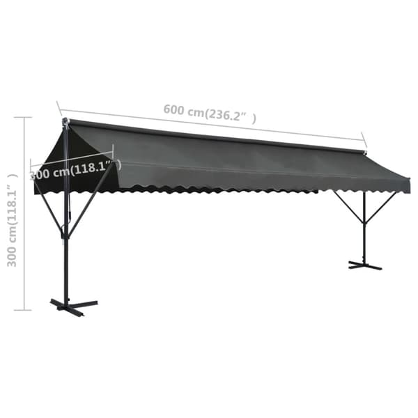 Fristående markis 600x300 cm antracit