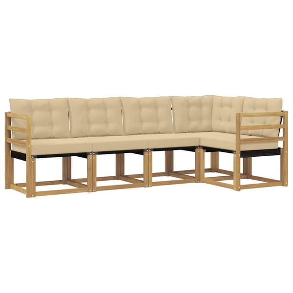 Utomhussoffset med kudde 5 pcs Vit och Beige