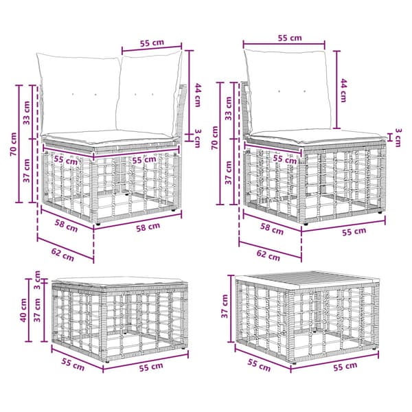 Utomhussoffset 5 pcs Naturlig och Creamvit Polyester