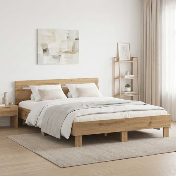 Sängram Artisan-ek 135 x 190 cm Konstruerat trä