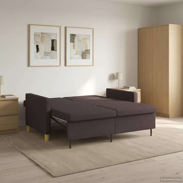 Pull Out Sofa Bed Mörkbrun Tyg