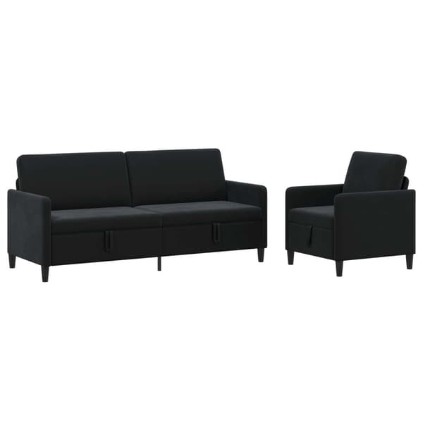 Soffgrupp med förvaring 2 st Svart Polyester