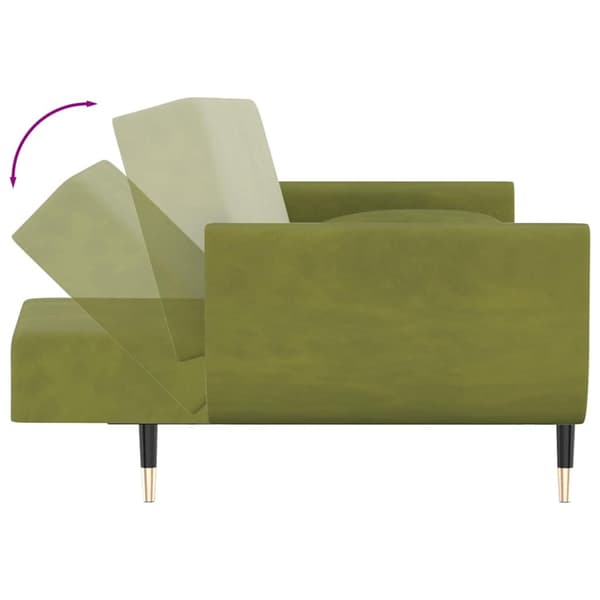 Bäddsoffa 2-sits med två kuddar ljusgrön sammet