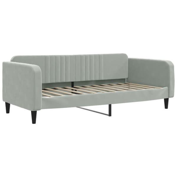 Dagbädd med madrass ljusgrå 100x200 cm sammet