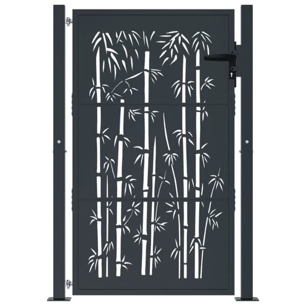 Trädgårdsgrind antracit 100x125 cm stål bambu design