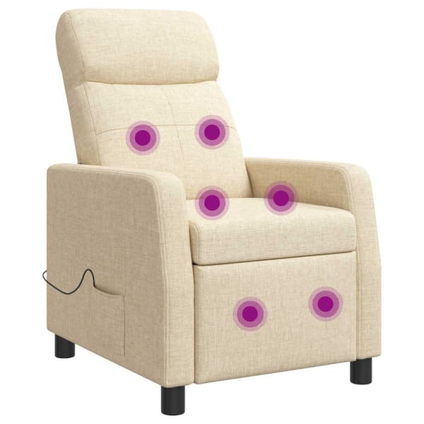 Massagefåtölj Gräddvit Tyg