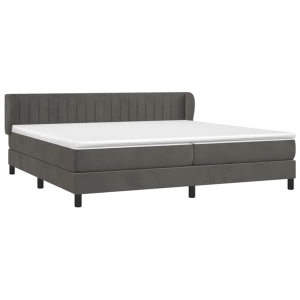 Ramsäng med madrass mörkgrå 200x200 cm sammet