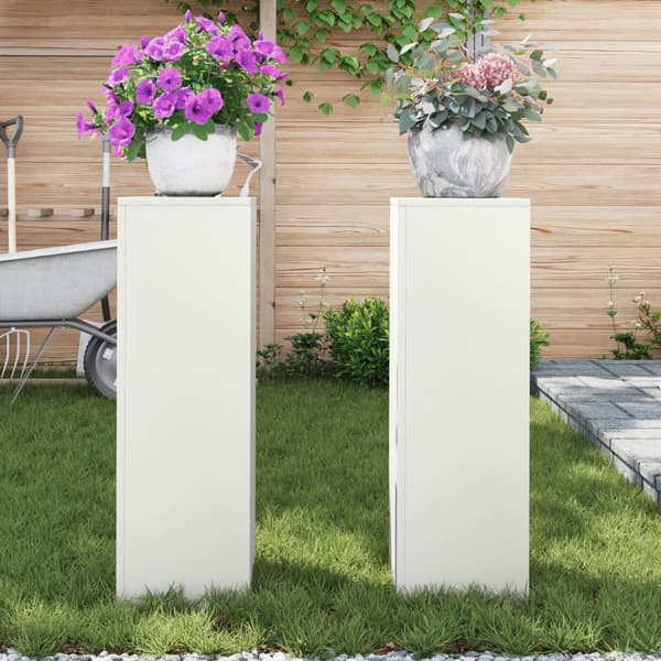 Växtställ 2 pcs Vit 24 x 24 x 75 cm Stål