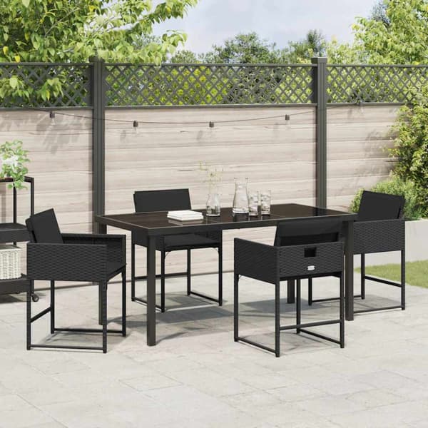 Trädgårdsmöbelset 5 pcs Svart konstrotting