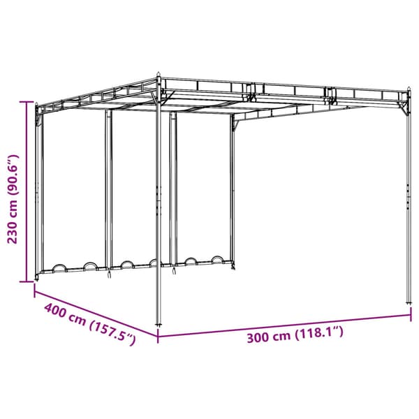 Paviljong 4 x 3 x 2,3 m Grön Polyester och Stål