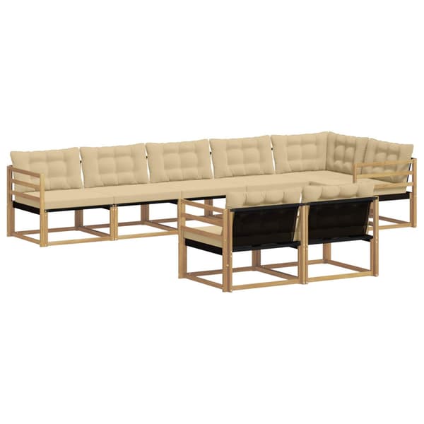 Utomhussoffset med kudde 8 pcs Vit och Beige
