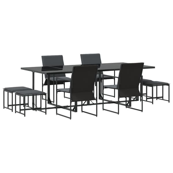 Trädgårdsmöbelset 9 pcs Svart Stål