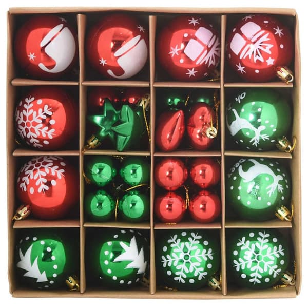 Julprydnad Set 40 pcs Röd och grön Plast