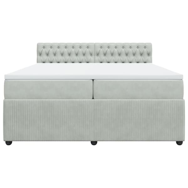 Ramsäng med madrass ljusgrå 200x200 cm sammet