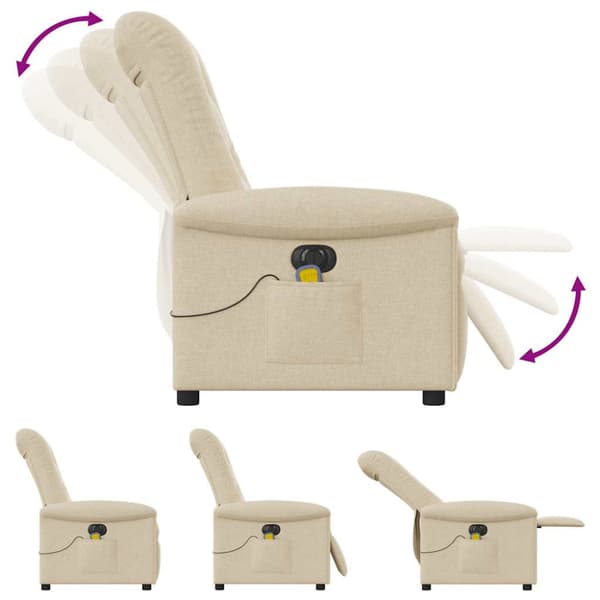 Elektrisk massagefåtölj gräddvit tyg
