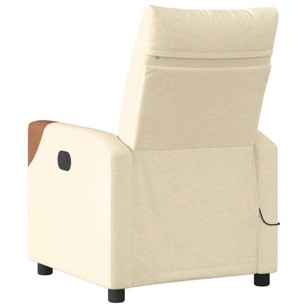 Massagefåtölj gräddvit tyg