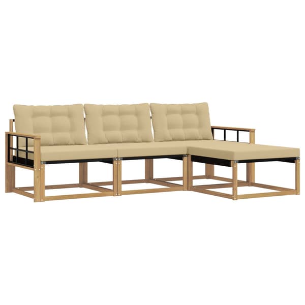 Utomhussoffset med kudde 4 pcs Vit och Beige