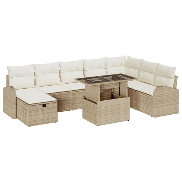 Trädgårdsoffset 9 st Beige konstrotting