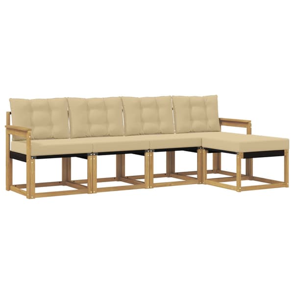 Utomhussoffset med kudde 5 pcs Vit och Beige