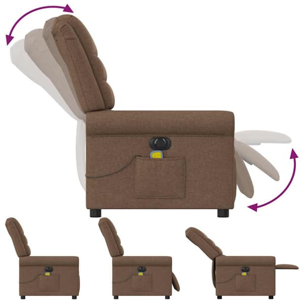 Elektrisk massagefåtölj brun tyg
