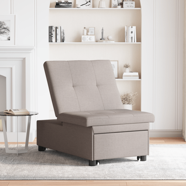Pull Out Sofa Bed Taupe 194 x 50 x 82 cm tyg