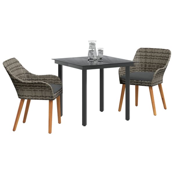 Trädgårdsmöbelset med kudde 3 pcs Grå konstrotting