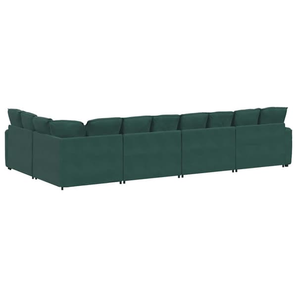 Modulsoffa med dynor sammet mörkgrön
