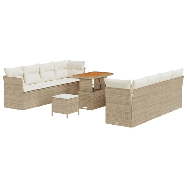 Trädgårdsoffset 11 pcs Beige konstrotting