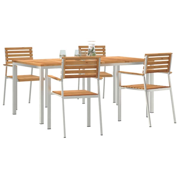 Trädgårdsmöbelset 5 pcs Brun Massivt teakträ