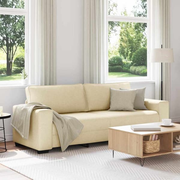 3-sitssoffa krämfärgad 220x77x82 cm tyg